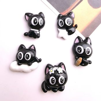 New Small Black Cartoon Resin DIY Hair Clips, Hair Ties, Fridge Magnets, Clog Shoe Accessories, Jewelry Materials Wholesale