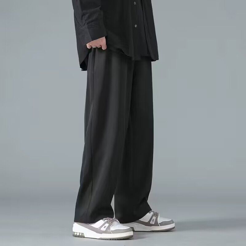 冰丝直筒裤子男士夏季薄款速干男裤潮牌夏天垂感阔腿运动休闲长裤