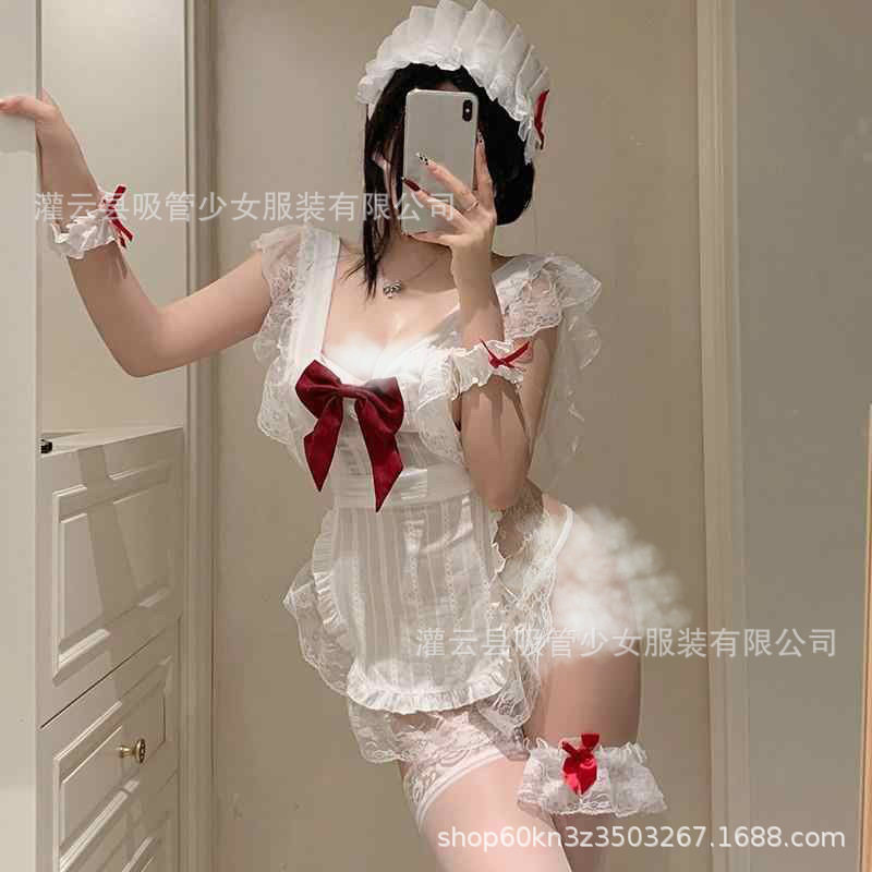 吸管少女性感纯欲cos厨娘女佣情调禁欲情趣内衣女仆制服睡裙1749