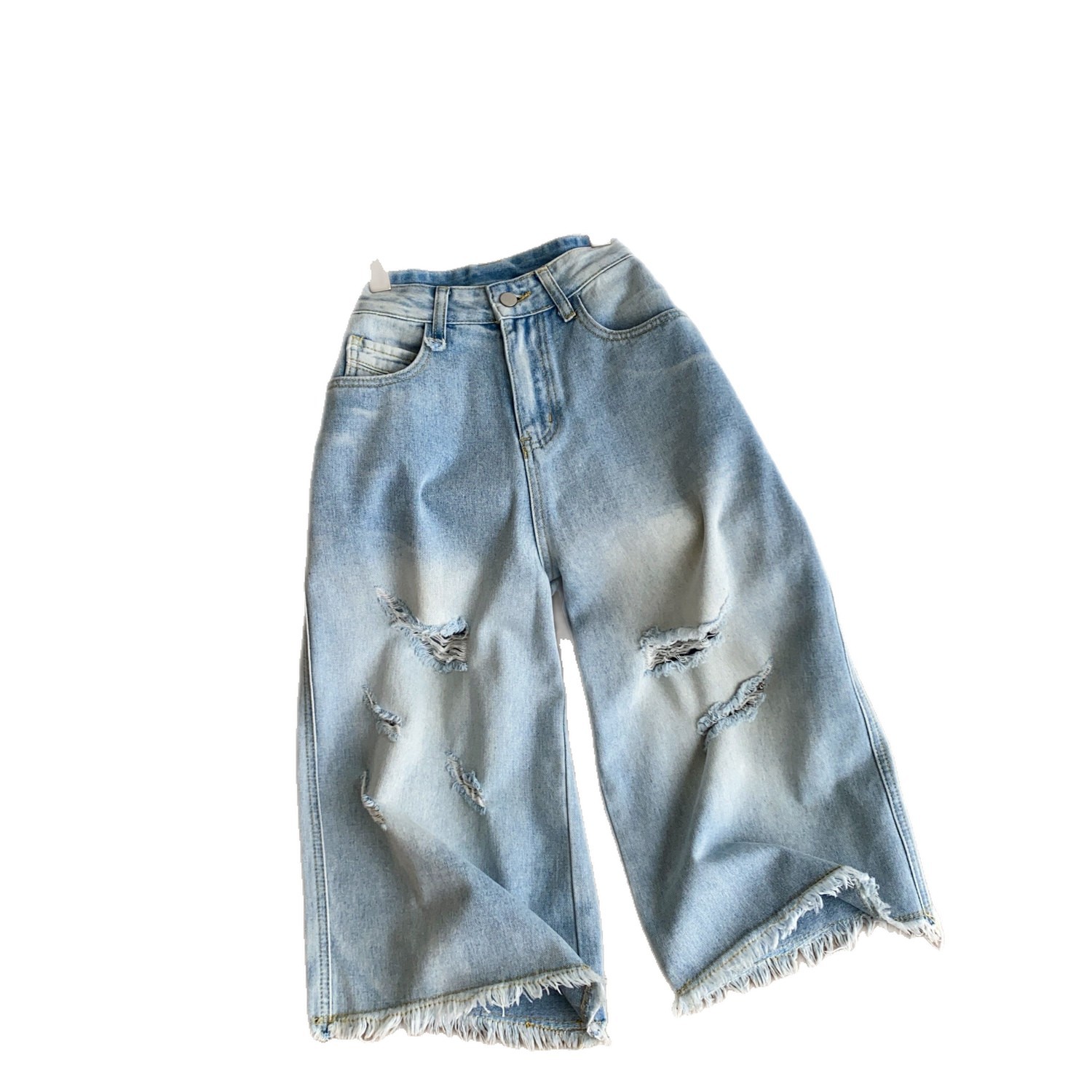High Waisted Ripped Denim Capris for Women Lightweight Relaxed Fit Slimming Style Casual Summer Wear Wholesale
