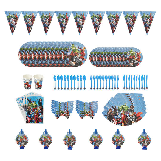 Avengers Birthday Party Tableware Supplies Pull Flag Balloon Paper Plate Paper Cup Tablecloth Party Supplies Venue Layout