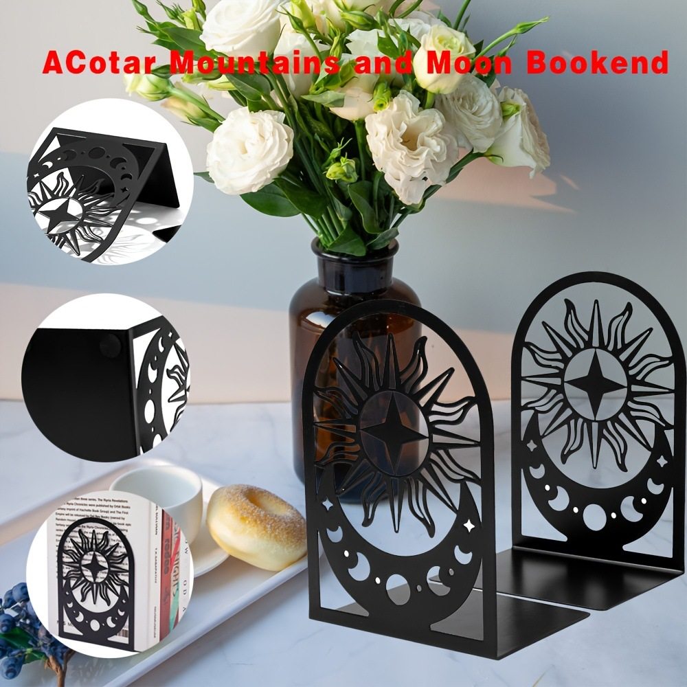 Creative Hollow Sun Bookend Craft Student Desk Storage Bookend L-Shaped Iron Hollow Bookend