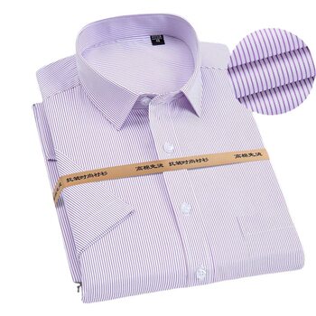 White men's short-sleeved shirt blue non-ironing shirt business business wear overalls men