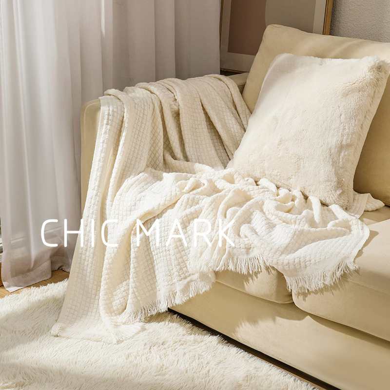 Solid color wool knitted sofa blanket Nordic blanket waffle blanket sofa blanket knitted blanket air conditioning blanket blanket