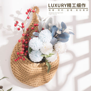 Wall-mounted Storage Basket Hand-woven Vegetable Storage Basket Net Bag Kitchen Wall-mounted Basket Ginger Garlic Storage Basket