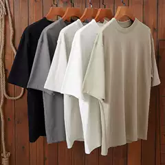 Ameikaji 250g cotton large size heavy blank t-shirt round neck solid color loose half sleeve bottoming shirt men's T-shirt