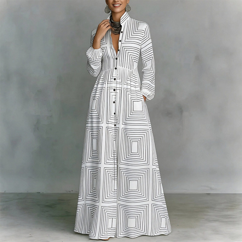 French Style Elegant Casual Loose Floral Maxi Dress Lightweight High End Womens Fashion Perfect for Spring Summer