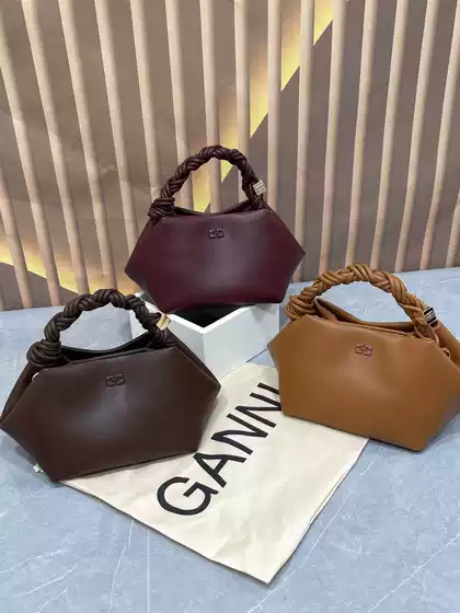 High-End Version of 26 Ganni Women's Bags, Bou Bag New Spring Woven Hexagonal Shoulder Tote Crossbody Bag