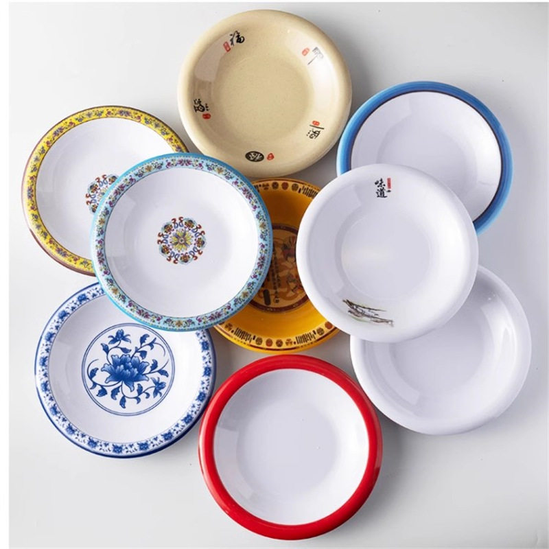 melamine tableware porcelain round counter plate plastic crayfish plate mixed with noodles pork feet rice small fried meat cold dish