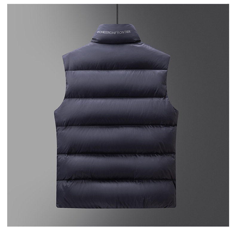 Áo vest lông vũ nam dáng gile không tay, khoác ngoài giữ ấm mùa thu đông — Đỏ Trung Quốc, Màu đen, Xanh Navy, Trắng be