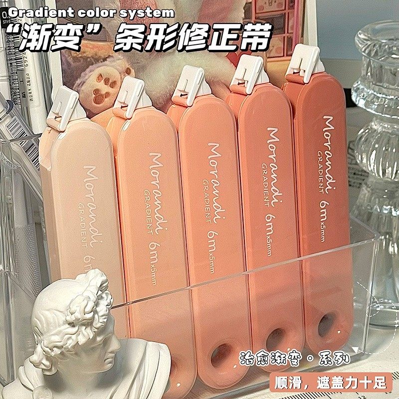Morandi Gradient Correction Tape for Girls, Silent Correction Tape with Refillable Core, Mini Anti-Drop Correction Tape for Elementary School Students