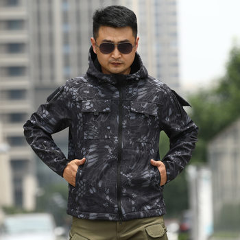 Customized Men's Autumn and Winter Tad Sharkskin Soft Shell Jacket Camouflage Cold-Proof Clothing Sports Outdoor Tactical Fleece Jacket