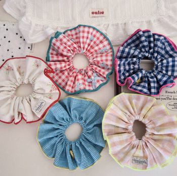 Han Feng Sweet Floral Plaid Children's Large Intestine Hair Ring Ball Hair Rope Hair Rope Rubber Band