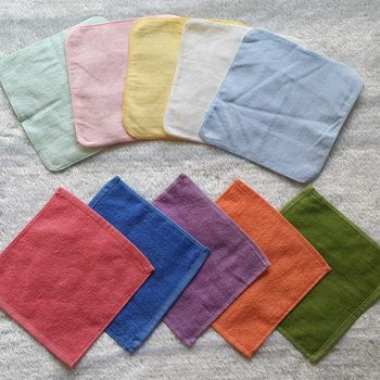 Foreign trade plain color pure cotton kindergarten small square towel mouth wipe hand wash dishes square towel 20cm 25cm