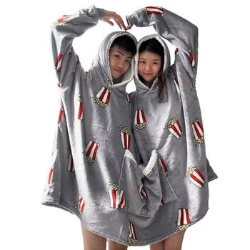 Cross-Border Temu Couple's Intimate One-Piece Blanket Popcorn Flannel Warm Double-Person Matching Outfit One-Piece Blanket