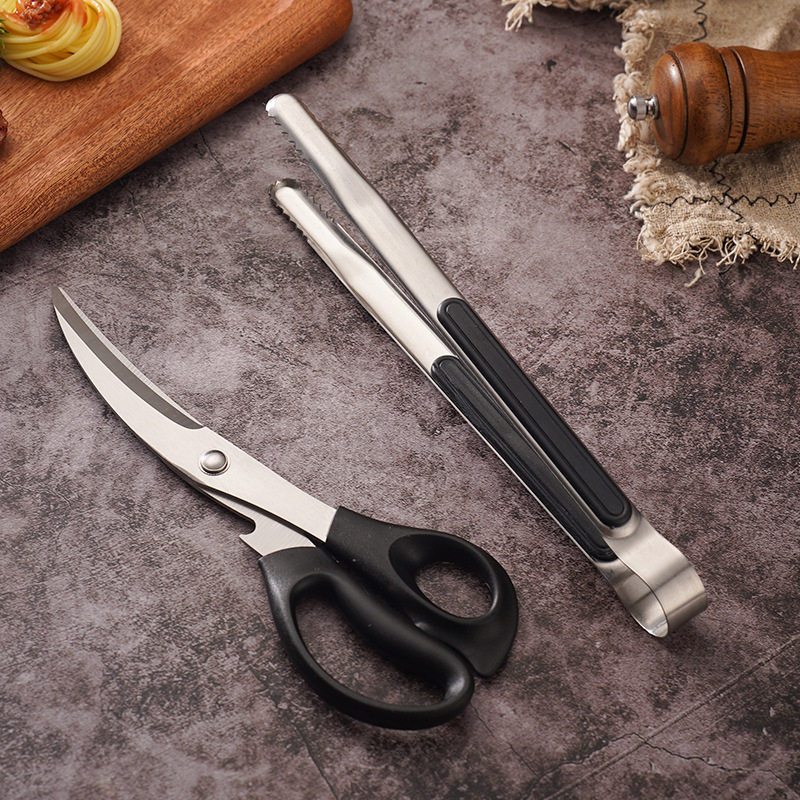 Korean Barbecue Scissors Clip Set Bone Chicken Steak Scissors Barbecue Clip Food Clip Barbecue Gadget Set