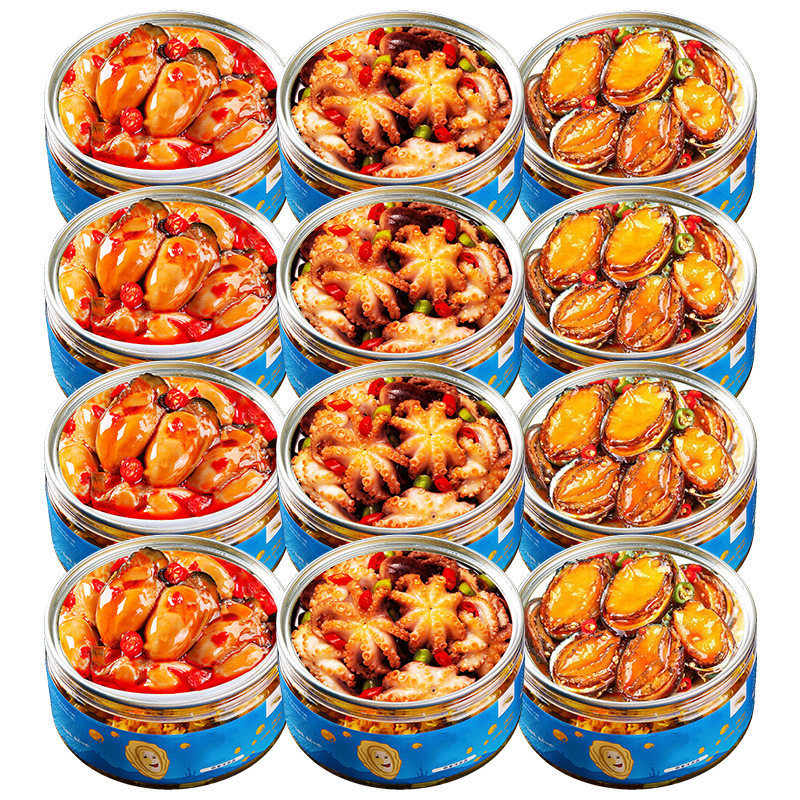 Seafood Ready-To-Eat Small Oyster Combo Set Spicy Clams Sea Hare Lobster Tail Scallops Canned Abalone