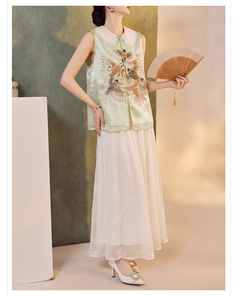 Set áo gile thêu không tay kèm chân váy xòe dài nữ — Chân váy thêu (giao hàng trong 7 ngày), Chân váy thêu (giao hàng trong ngày), Áo gile thêu hạt (giao hàng trong 7 ngày), Áo gile thêu hạt (giao hàng trong ngày)