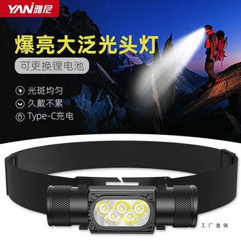 Floodlight Headlamp New Strong Light Ultra-Bright Rechargeable Head-Mounted Flashlight Ultra-Long Battery Life Fishing Special Outdoor