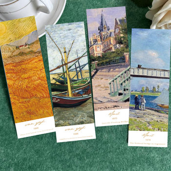 30 Simple Art Oil Painting Series Simple Hand Account Literary Creative Material ins Reading Paper Bookmark DIY