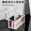 Desktop lipstick storage with lid advanced Internet celebrity dustproof large capacity lip glaze lipstick multi-layer glass storage rack with lid