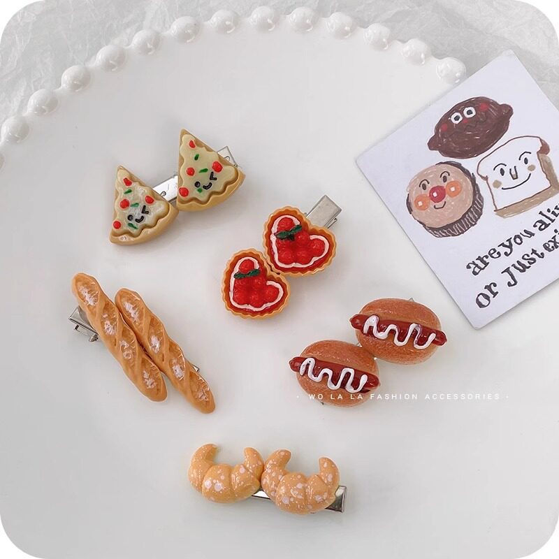 Fun hamburger hairpin hair accessories bangs side clip ins sweet funny simulation hairpin duckbill clip side clip hair accessories