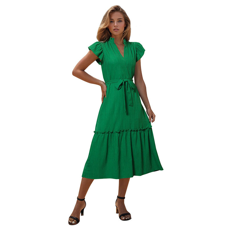Summer Womens Dress Mid Length Solid Color Casual Style Perfect for Everyday Wear Wholesale Available