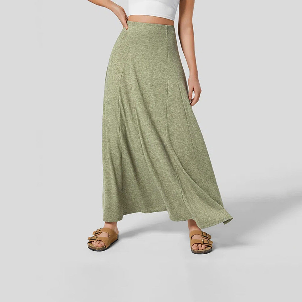 Fashionable Womens Maxi Skirt Loose Fit Knitted Color Block Design Elegant Draping Casual Wear Ready to Ship