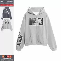 American Retro Style Portrait Print Patchwork Hooded Sweatshirt Jacket for Men and Women, Loose Casual Versatile Top, Direct from Manufacturer