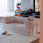 Foldable Retro Sofa Bed Simple Compression Sofa Combination Living Room Dual-Purpose Fabric Integrated Lazy Sofa