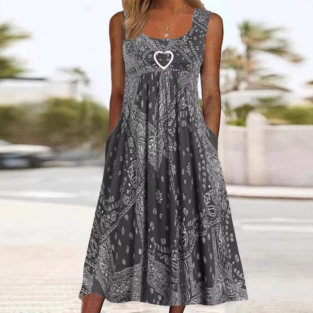 Elegant Sleeveless Vintage Summer Dress Loose Fit Korean Style Flattering for Curvy Figures Ideal for Vacation and