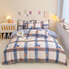 Small Fresh Thickeneded Brushed Four-Piece Set Simple Pure Cotton Bed Bed Sheets Quilt Cover Dormitory Cartoon Three-Piece Set Single Quilt Cover Wholesale
