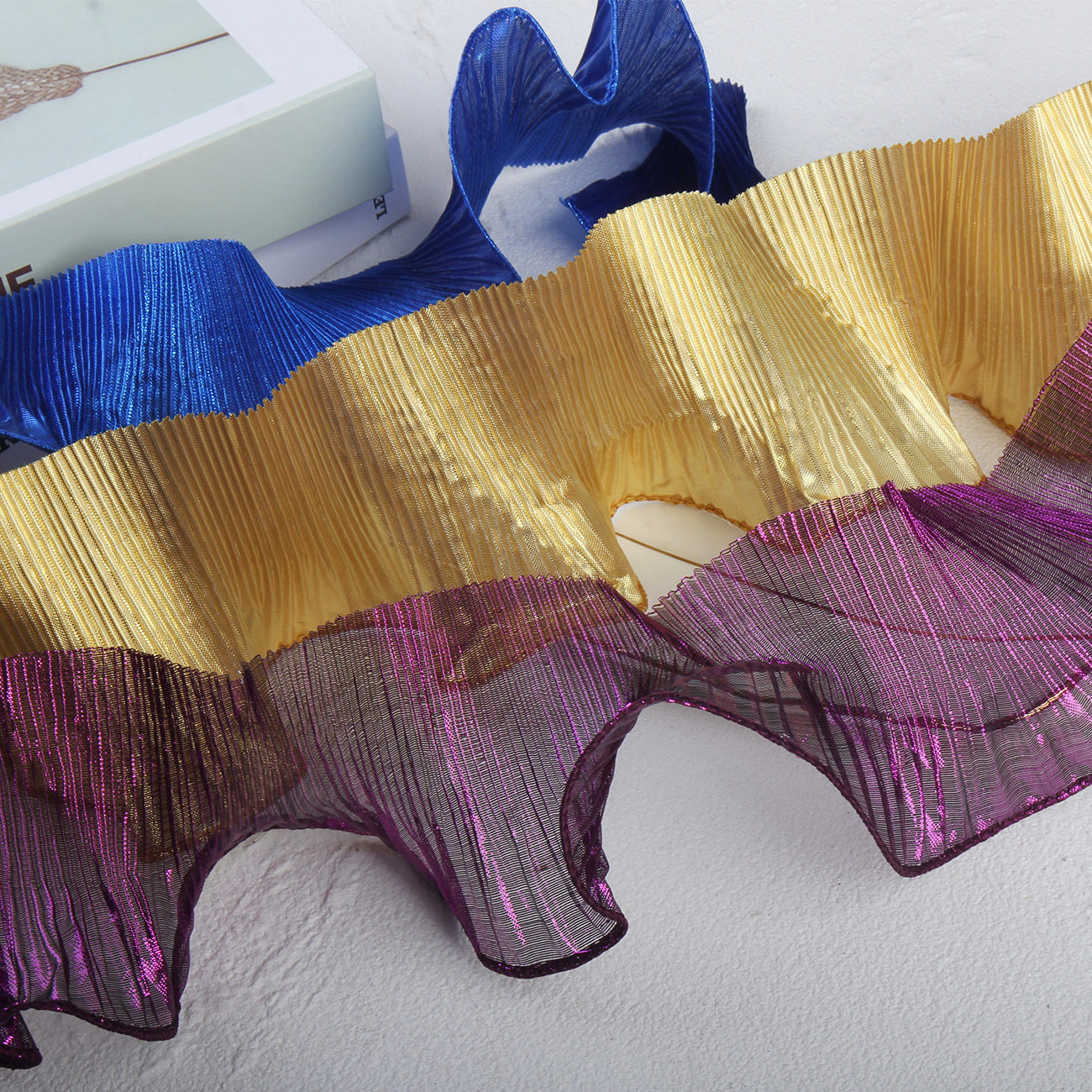 In stock 9.5 Metal organza gradient pleated three-dimensional clothing skirt accessories lotus leaf lace