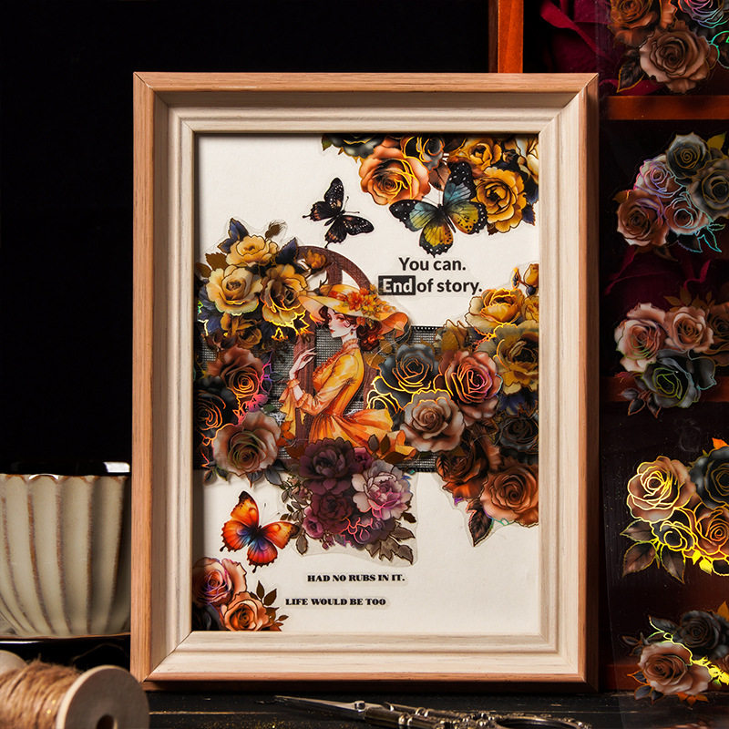 Diablo Phantom of the Opera PET tape gilded flower note set series gilded flower hand account decoration material cycle paste 6