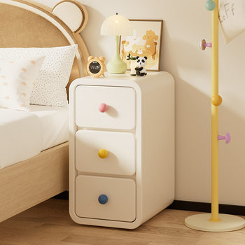 Children's Dopamine Style Bedside Table Small Very Narrow Household Solid Wood Bedside Cabinet Cute Creative Storage Locker