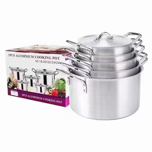 Factory direct export pots cross-border supply aluminum pot 7-piece set foreign trade Africa Middle East Indonesian soup pot