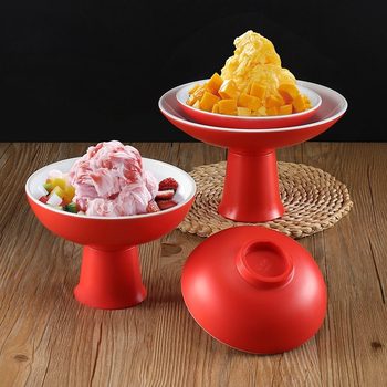 Melamine Tall Bowl Creative Internet Celebrity Hot Pot Restaurant Ice Cream Bowl Shaved Ice Bowl Sugar Water Dessert Bowl Continuous Smoothie Bowl Commercial
