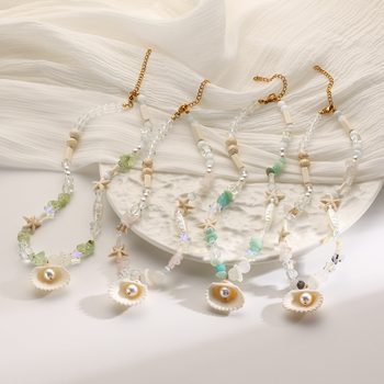 Natural Crystal Pearl Necklace, Beach Vacation Style Niche Choker, Cross-Border Best-Selling Short Style