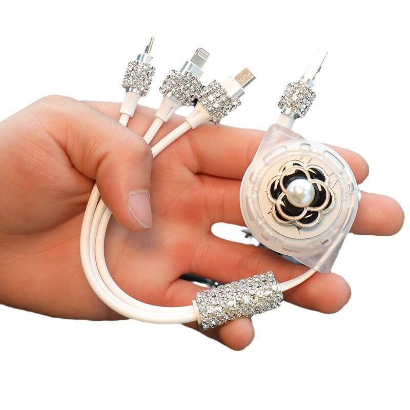 Car Charger tpyec fast charging car female one-to-three data cable for Huawei Android Apple three-in-one