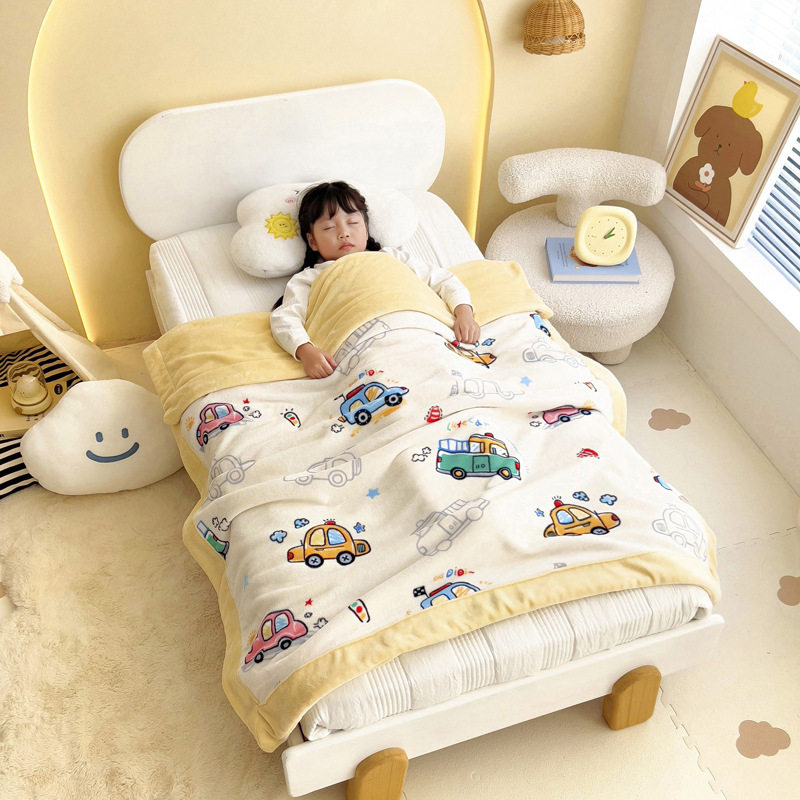 Class A Children's Thickened Milk Velvet Blanket for Kindergarten Pupils Single Bed Nap Warm Blanket for Autumn and Winter