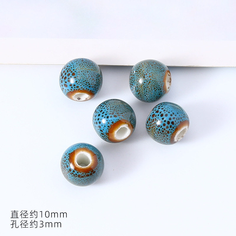 配件diy饰品大孔陶瓷散珠10mm手串珠子景德镇手链配件陶瓷珠批发