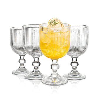 French Champagne Cup Vertical Pattern High Foot Ice Cream Cup Glass Dessert Cup Yogurt Ice Cream Cup Court Wine Cup Cold Drink Cup