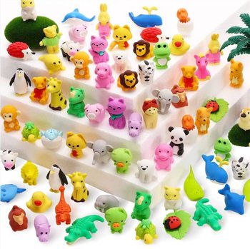 Factory self-selling creative rubber animal eraser independent packaging removable rubber student prizes