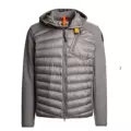Patchwork hooded khaki down jacket