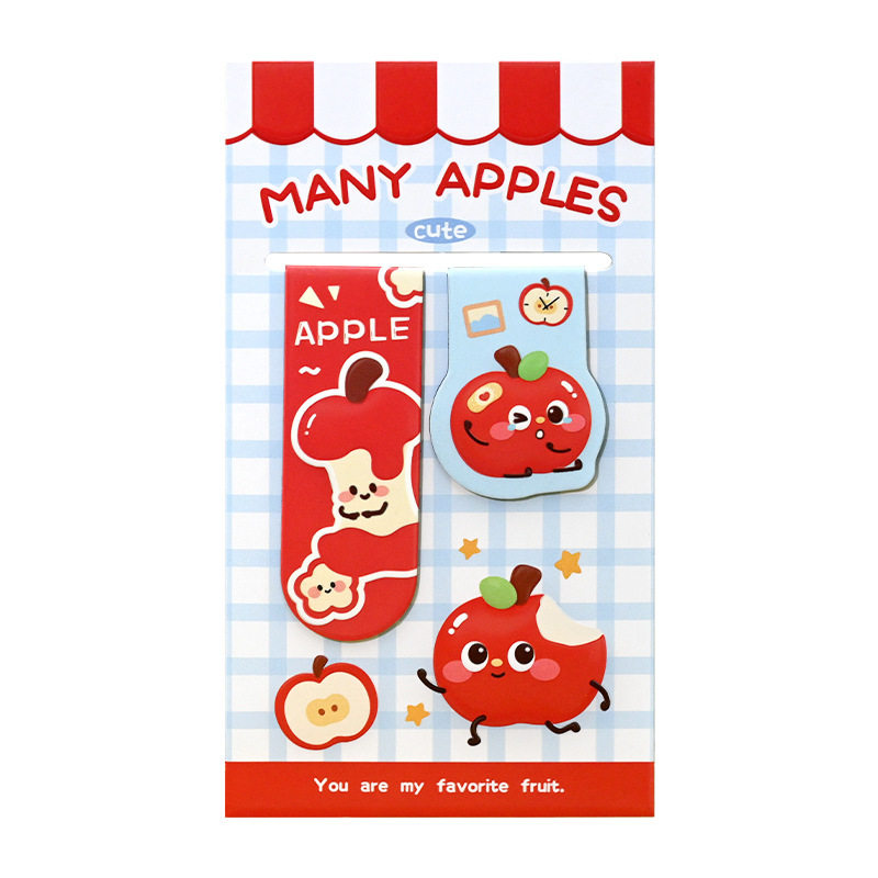 Apple Series Magnetic Bookmarks, Small Prizes for Students, High-Looking Reading Book Page Holders, Portable Mini Folding Bookmarks