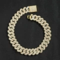 25mm 6-row diamond flip button chain gold