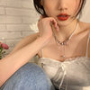 Heart-Shaped Spliced Pearl Necklace with a Japanese and Korean Design, High-End Light Luxury Niche Clavicle Chain, 2025 New Women's Neck Chain
