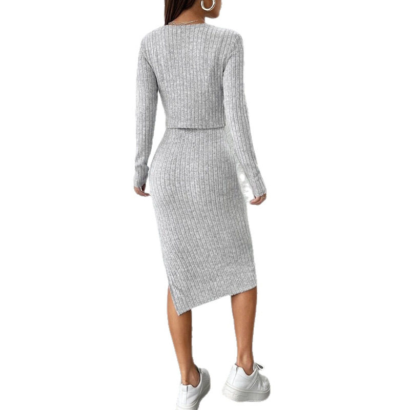 Fall/Winter 2024 Europe and America Amazon Cross-border Women's Slim Sling dress Pit Strip Cardigan Jacket Two-piece Set for Women