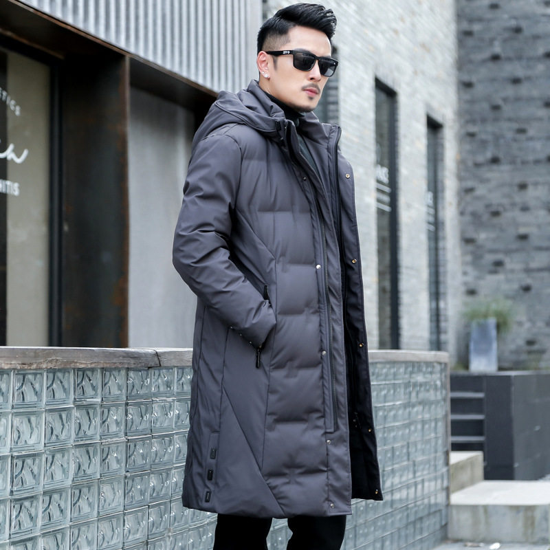 Explosions 2024 winter new men's down jacket men's long knee 90 velvet long high-grade down jacket