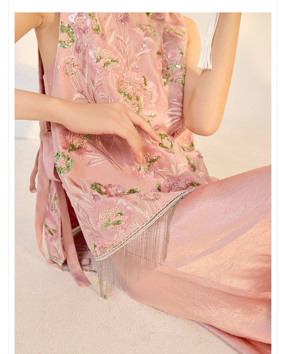 Áo vest nữ không tay thêu nổi bật cổ tròn đính đá phối khóa kéo — Phấn phủ Peach Mist (giao hàng trong 7 ngày), Phấn phủ Peach Mist (giao ngay trong ngày)